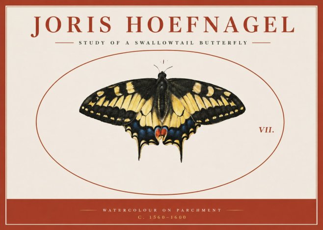 Joris Hoefnagel Study of a Swallowtail Butterfly No3 - Poszter