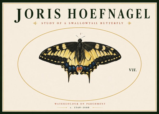 Joris Hoefnagel Study of a Swallowtail Butterfly No4 - Poszter