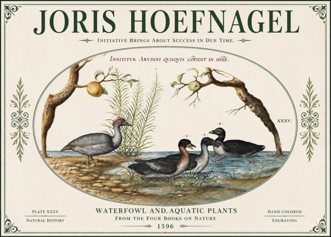 Joris Hoefnagel Waterfowl and Aquatic Plants No4 - Poszter