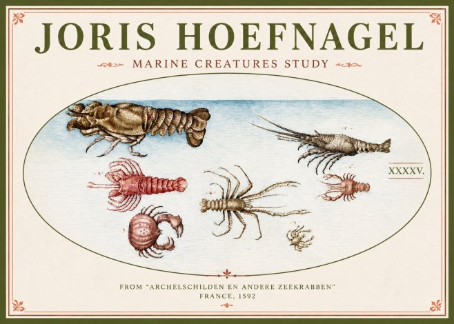 Joris Hoefnagel Studies of Crustaceans No5 - Poszter