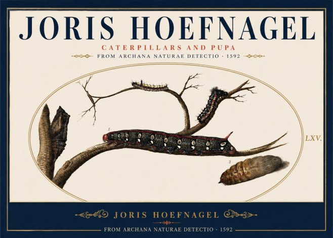 Joris Hoefnagel Caterpillars and Pupa No5 - Poszter