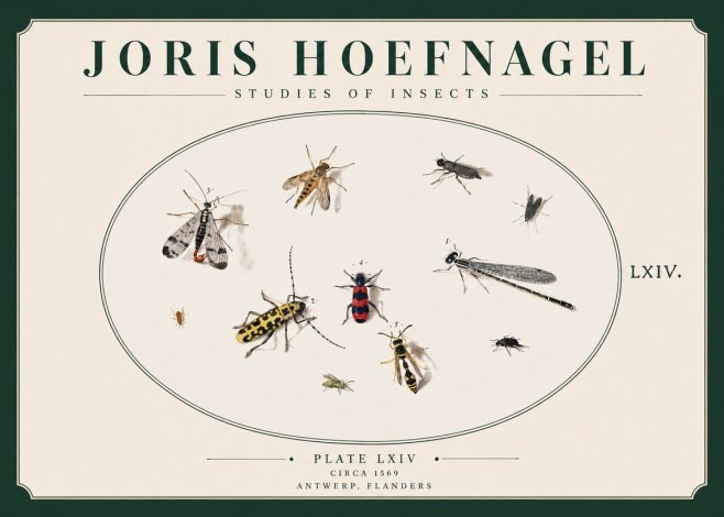 Joris Hoefnagel Studies of Insects - Plate Lxiv No3 - Poszter