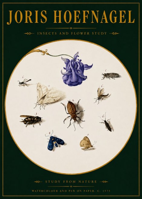 Joris Hoefnagel Studies of Insects and Flowers No4 - Poszter
