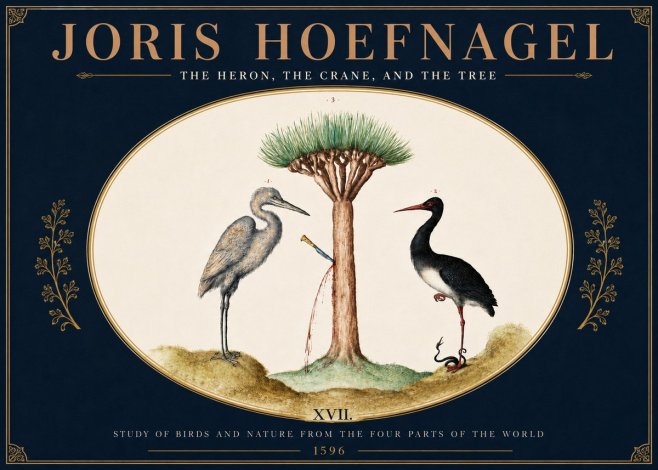 Joris Hoefnagel The Heron, the Crane, and the Tree No5 - Poszter