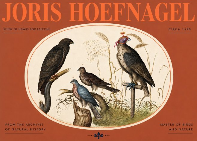 Joris Hoefnagel Studies of Hawks and Falcons No3 - Poszter