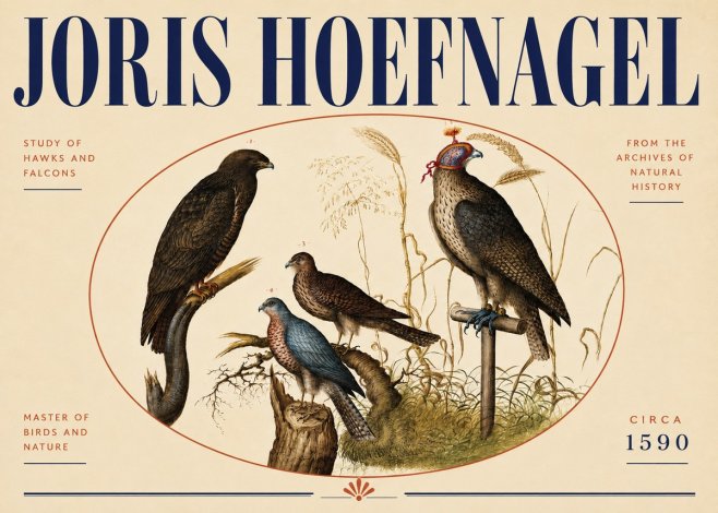 Joris Hoefnagel Studies of Hawks and Falcons No5 - Poszter