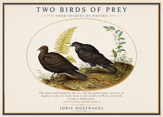 Joris Hoefnagel Two Birds of Prey - from Studies of Nature No1 - Poszter