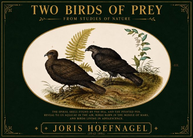 Joris Hoefnagel Two Birds of Prey - from Studies of Nature No6 - Poszter
