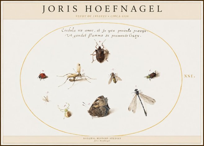 Joris Hoefnagel Study of Insects • Circa 1590 No1 - Poszter
