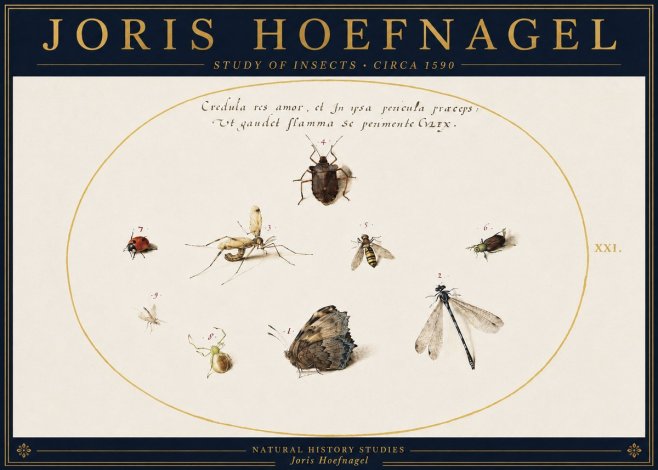 Joris Hoefnagel Study of Insects • Circa 1590 No4 - Poszter