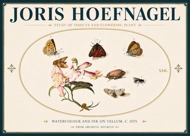 Joris Hoefnagel Study of Insects and Flowering Plant No6 - Poszter