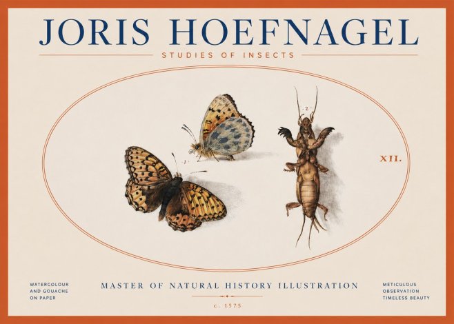 Joris Hoefnagel Studies of Insects Xii No3 - Poszter