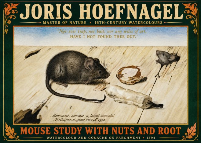 Joris Hoefnagel Mouse Study with Nuts and Root No6 - Poszter