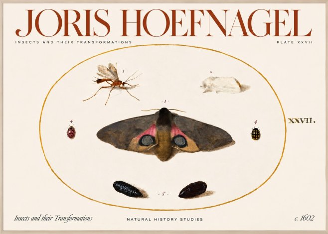 Joris Hoefnagel Insects and Their Transformations - Plate Xxvii No2 - Poszter