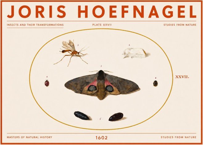 Joris Hoefnagel Insects and Their Transformations - Plate Xxvii No5 - Poszter
