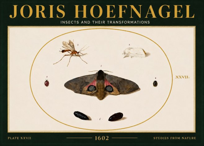 Joris Hoefnagel Insects and Their Transformations - Plate Xxvii No6 - Poszter