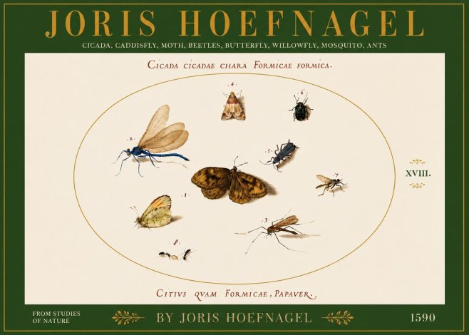 Joris Hoefnagel Cicada Cicadae Chara Formicae Formica. No6 - Poszter