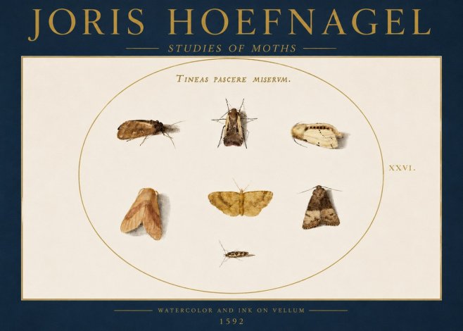 Joris Hoefnagel Studies of Moths II No4 - Poszter