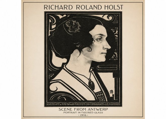 Richard Roland Holst Scene from Antwerp - Portrait in Figured Glass No1 - Poszter