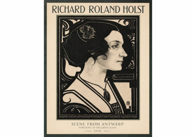 Richard Roland Holst Scene from Antwerp - Portrait in Figured Glass No2 - Poszter