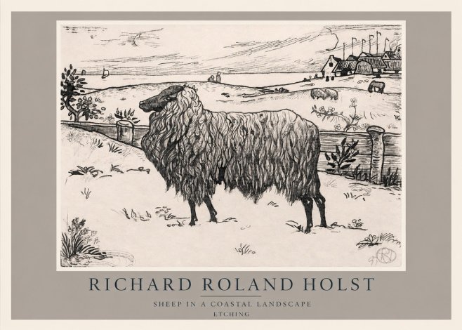 Richard Roland Holst Sheep in a Coastal Landscape No2 - Poszter