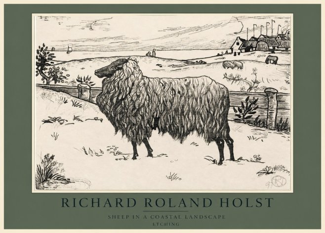 Richard Roland Holst Sheep in a Coastal Landscape No3 - Poszter