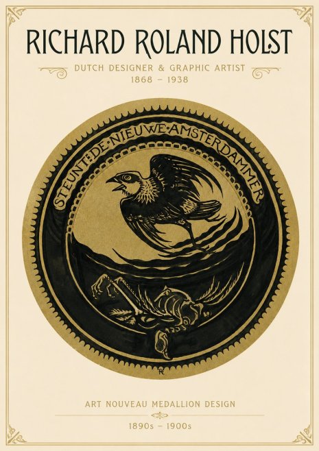 Richard Roland Holst Art Nouveau Medallion Design No3 - Poszter
