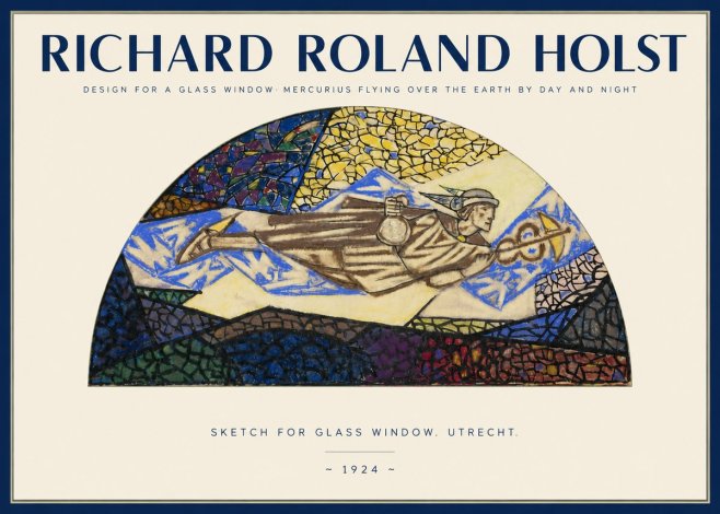 Richard Roland Holst Design for a Glass Window: Mercurius Flying over the Earth by Day and Night No2 - Poszter