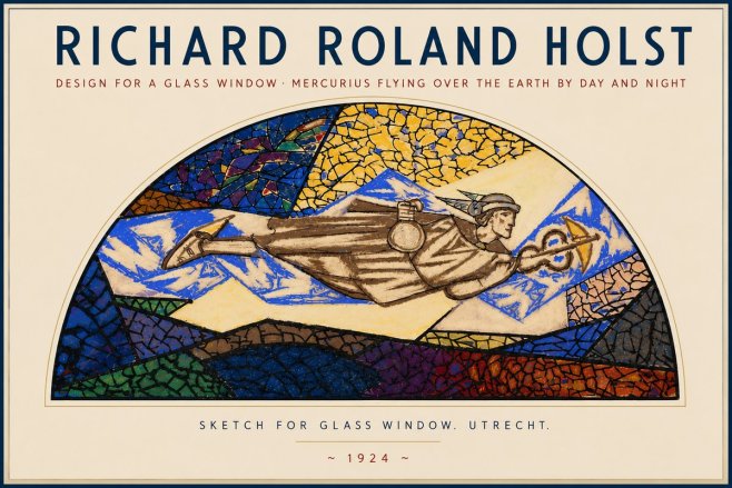 Richard Roland Holst Design for a Glass Window: Mercurius Flying over the Earth by Day and Night No4 - Poszter