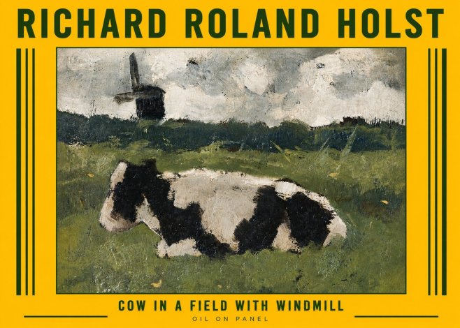 Richard Roland Holst Cow in a Field with Windmill No6 - Poszter