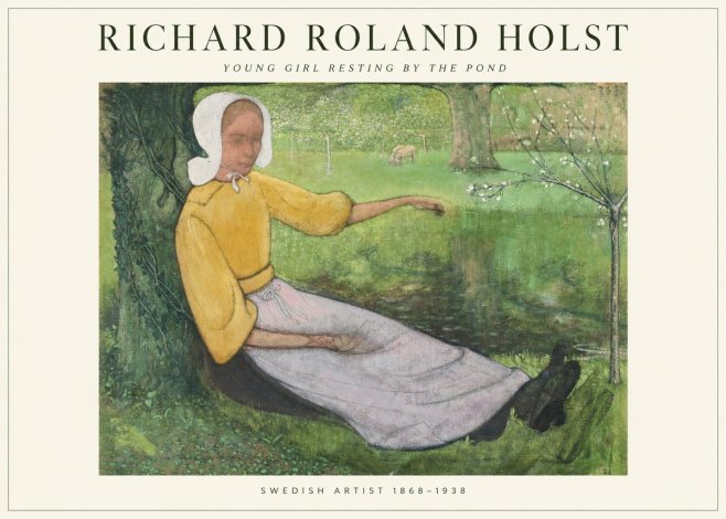 Richard Roland Holst Young Girl Resting by the Pond No1 - Poszter