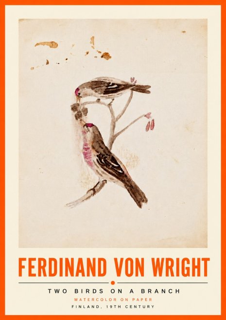 Ferdinand von Wright Two Birds on a Branch No5 - Poszter