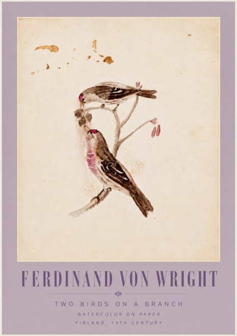 Ferdinand von Wright Two Birds on a Branch No6 - Poszter