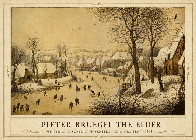 Pieter Bruegel Winter Landscape with Skaters and a Bird Trap No1 - Poszter