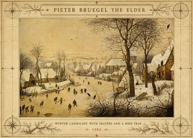 Pieter Bruegel Winter Landscape with Skaters and a Bird Trap No3 - Poszter