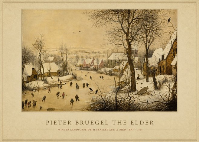 Pieter Bruegel Winter Landscape with Skaters and a Bird Trap No4 - Poszter
