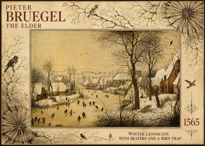 Pieter Bruegel Winter Landscape with Skaters and a Bird Trap No5 - Poszter
