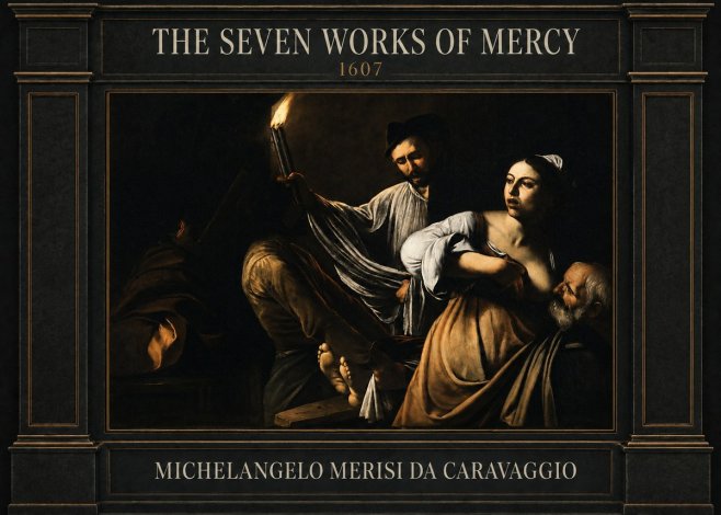 Michelangelo Merisi da Caravaggio The Seven Works of Mercy III No4 - Poszter