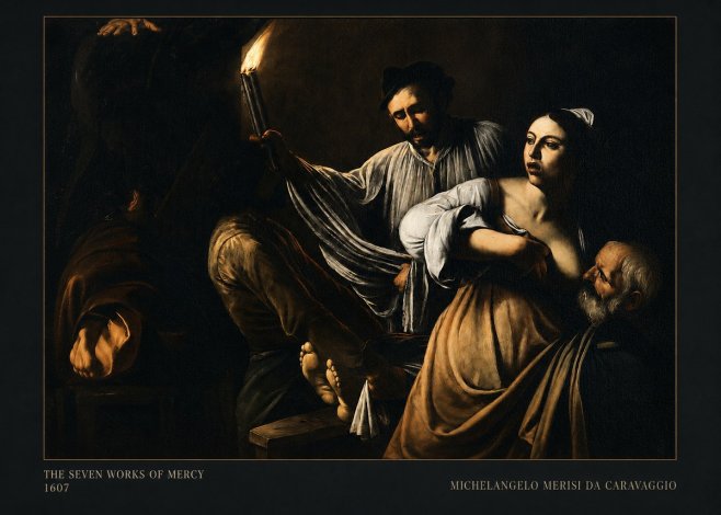 Michelangelo Merisi da Caravaggio The Seven Works of Mercy III No5 - Poszter