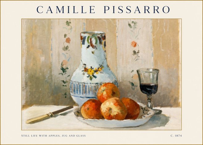 Pissarro Still Life with Apples, Jug and Glass No1 - Poszter