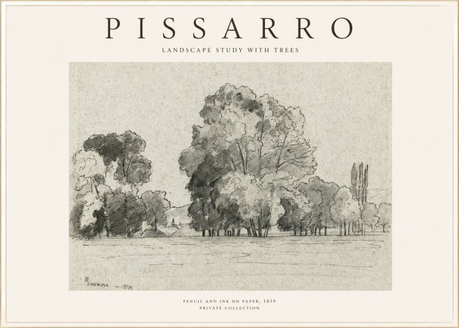 Pissarro Landscape Study with Trees No1 - Poszter