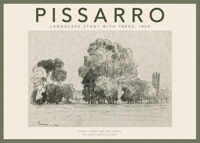 Pissarro Landscape Study with Trees No2 - Poszter