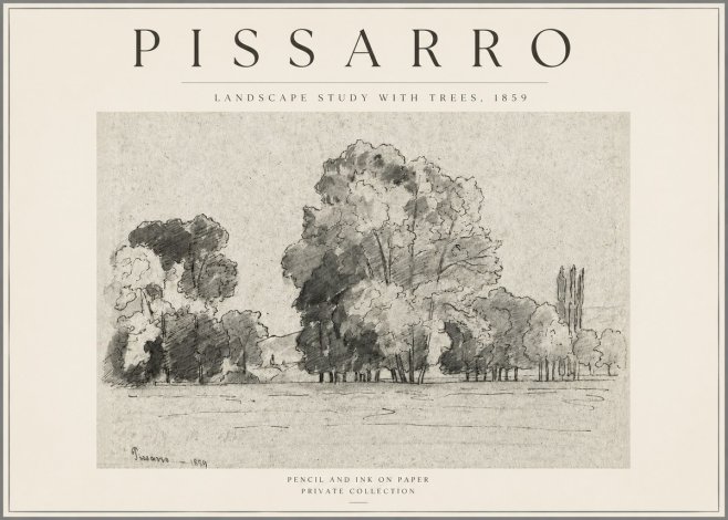 Pissarro Landscape Study with Trees No3 - Poszter
