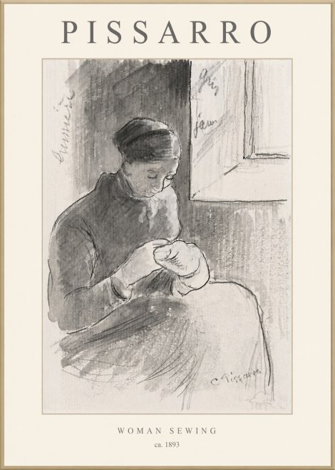 Pissarro Woman Sewing No1 - Poszter