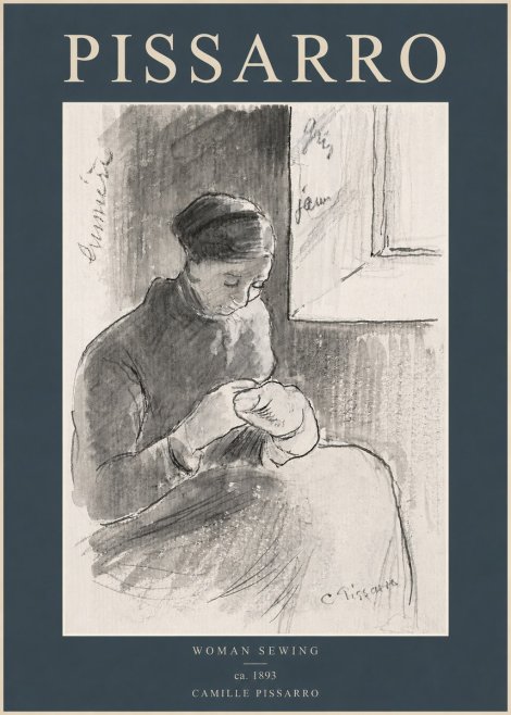 Pissarro Woman Sewing No2 - Poszter