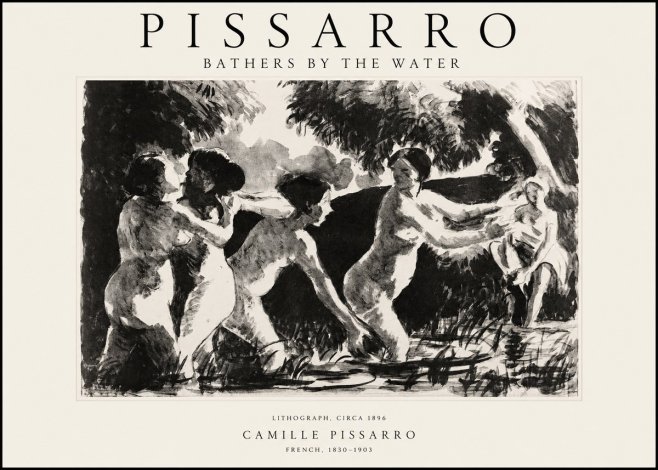 Pissarro Bathers by the Water No1 - Poszter