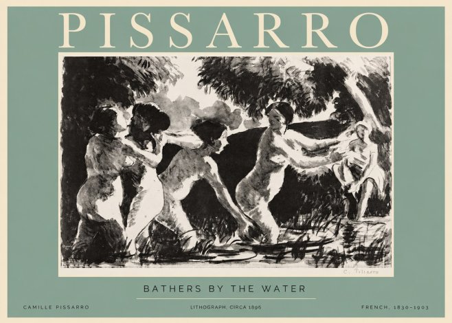 Pissarro Bathers by the Water No2 - Poszter