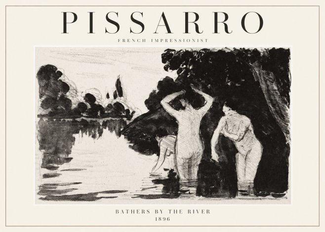 Pissarro Bathers by the River No1 - Poszter