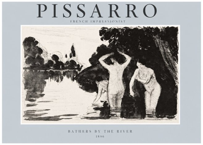 Pissarro Bathers by the River No2 - Poszter