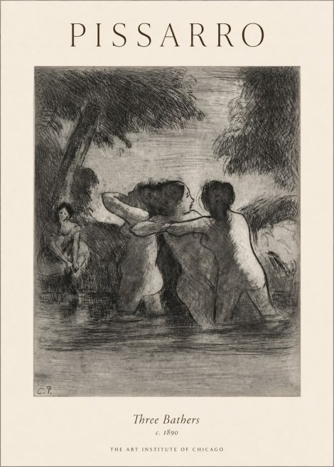 Pissarro Three Bathers No1 - Poszter